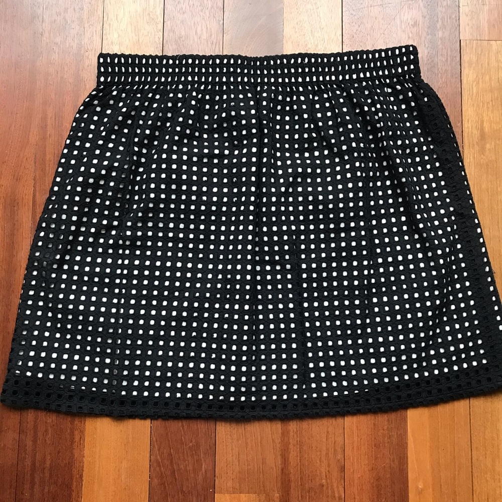 Black/Cream Eyelet LOFT Skirt- Size L